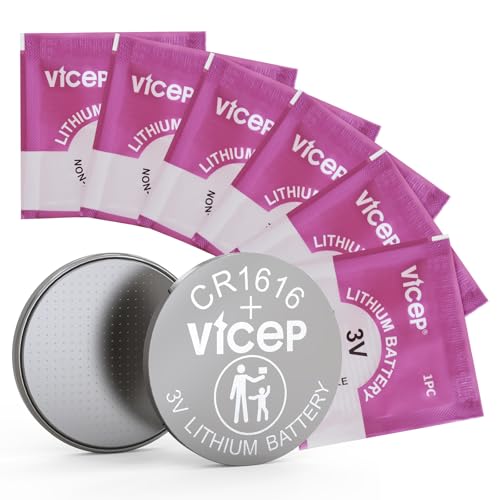 ViCep Paquete de 6 Pilas CR1616 Pila Boton CR 1616 de Litio 3V para llaveros de Coche, Relojes, mandos a Distancia, calculadoras y más. Envasadas Individualmente