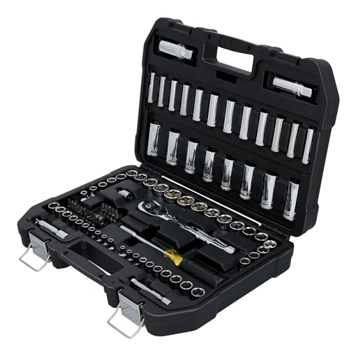 Image of DEWALT Mechanics Tool Set, 84 Piece SAE /Metric Set with Low Profile 72-tooth Ratchet,1 /4 Inch Drive (DWMT45424)