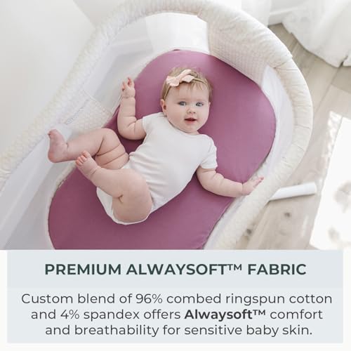 Image of Pobibaby 2 Pack Bassinet Sheets for Girls - Premium Cotton Blend Baby Girl Fitted Sheet Set, Soft Breathable Floral Jersey Knit for Rectangle Oval Bassinets, Newborn Nursery Bedding (Blossom)