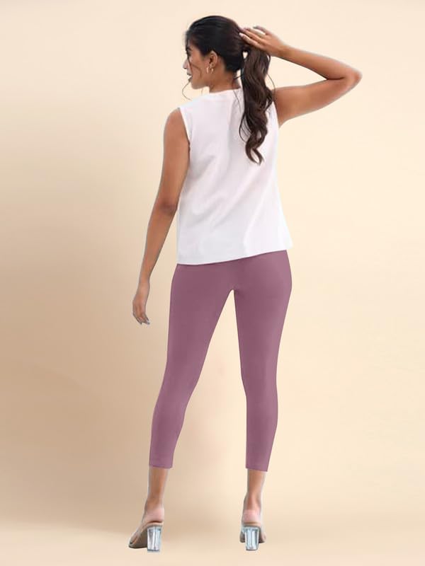 Image of TRENDMALLS Women's Microfiber Elastane Stretch Soft Cropped Leggings with Ultrasoft Waistband for Women