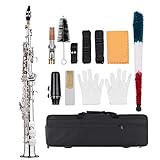 Btuty Sopran Saxophon SAX Bb Messing Korpus und Tasten aus lackiertem Gold
