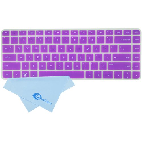 LeenCore Ultra thin Silicone Laptop Keyboard Cover Skin Protector for HP 2000, CQ43 CQ57 CQ58 G6-1xxx series, G6T-1xxx series, G6S-1xxx series, G6z-1xxx series, G4, DM4-3xxx series, DV4-4xxx series, DV4-5xxx series, ENVY 15-3xxx series, ENVY Sleekbook 4t-1xxx series, ENVY Sleekbook 6t-1xxx series US Layout + 1x Microfiber Cleaning Cloth from LeenCore (Translucent Purple)