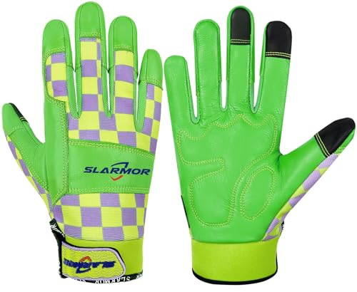 SLARMOR guantes de jardinería para damas, resistentes a pinchazos de cuero de vaca, transpirables con agarre - Guantes de trabajo seguros y duraderos, para mujeres