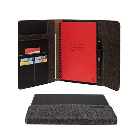 Pasta para caderno inteligente Rocketbook Folio, tamanho executivo 15,2 x 22,3 cm, Dark Matter Black