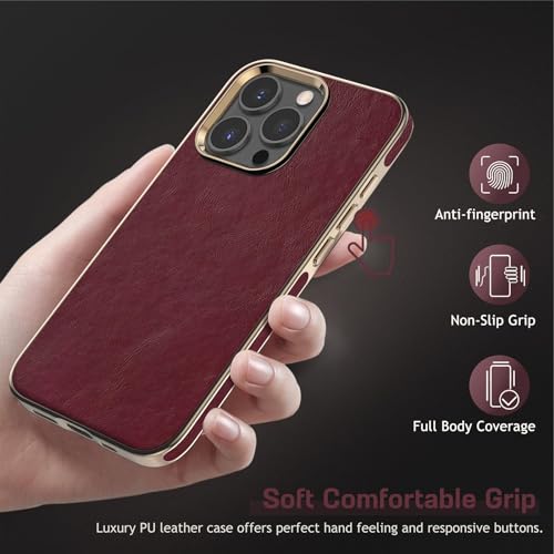 LOHASIC for iPhone 15 Pro Max Case Leather, Phone Case for Women, Burgundy - image 5