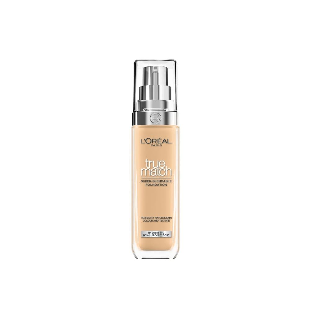 L'Oreal Paris True Match Liquid Foundation with Hyaluronic Acid & SPF 17 30ml, 4W, Women