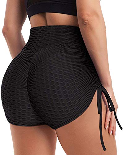 Women Yoga Shorts Ruched Booty High Waisted Gym Workout Shorts Drawstring Butt Lifting Hot Pants