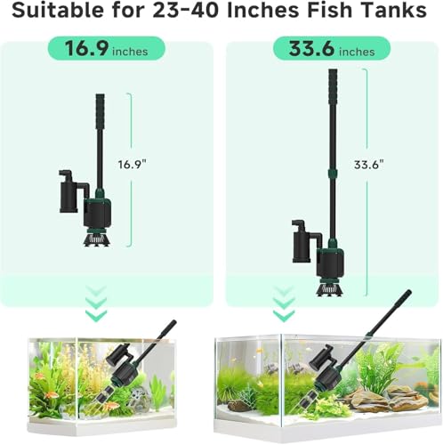 Aspiradora eléctrica para peceras, limpiador de grava, limpiador de grava para acuario, para cambio automático de agua, eliminación de suciedad y lavado de arena