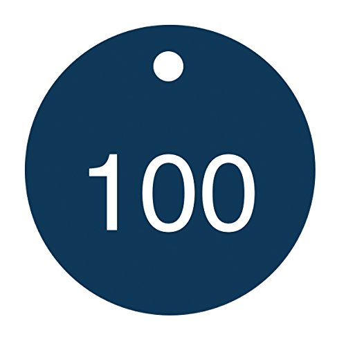Tag gravé 76-100 en plastique rond bleu pour gestion d'inventaire et clés