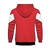 Wirltte Mens Hoodie Zip up Hoodies Color Block Hooded Sweatshirt Long Sleeve Patchwork Tops with Pockets Red XXL #4