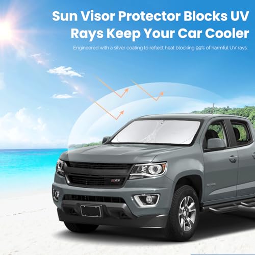 Image of Windshield Sunshade for Chevrolet Colorado 2023-2024 2025 2026 Sun Visor | Custom Fit Chevy Colorado Front Sunshade Windshield Cover Window UV Heat Protector Car Accessories