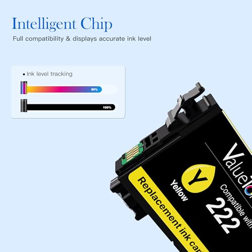 Image of Remanufactured for Epson 222XL Ink Cartridges Combo Pack 5-Pack for 222 Ink | For 222XL Ink Cartridges for Epson Printer for Epson 222 Ink Work for Workforce WF-2960 Expression XP5200 Printer