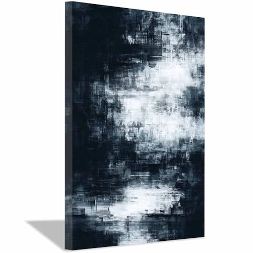 Affiche peinture tableau décoration murale grand format avec cadre intégré noir et blanc