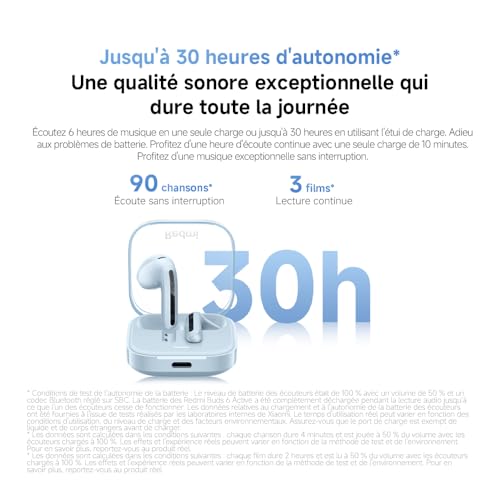 Xiaomi Redmi Buds 6 Active Auriculares Bluetooth Azules - vue 7