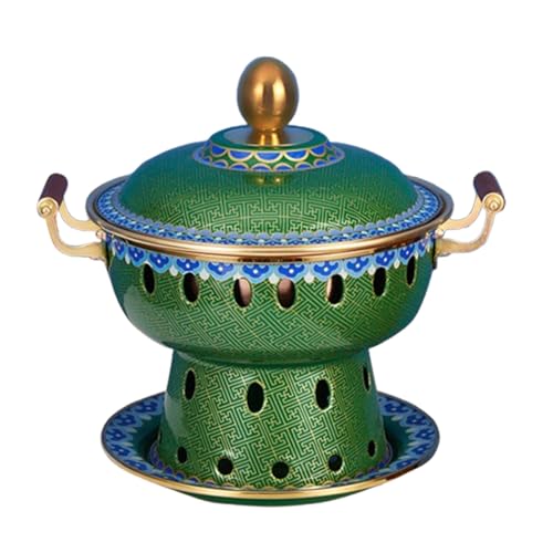 UNYQBFKM Chinese Copper Hot Pot with Lid, Old Beijing Copper Hot Pot Enamel Single Copper Hot Pot for Kitchen Catering Parties Hotels Dining,N