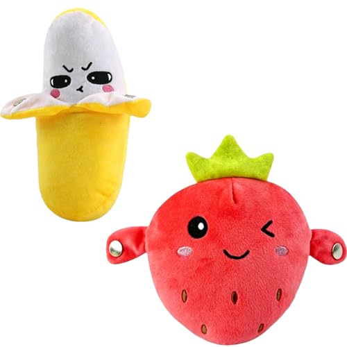 FYKTIK Interactive Music Plush Toy, Musical Stuffed Animal with Piano Sounds, Sensor Activated Plush Toy with Fruit and Metronome Music, Educational Musical Toy for Toddlers and Kids (2PCS-A)