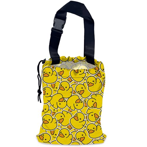 Image of Yellow Duck Car Garbage Bag,Rubber Duck Waterproof Small Car Trash Bag Hanging Back of Seat,Drawstring Hanging Car Trash Bag with Adjustable Buckle for Car Accessories