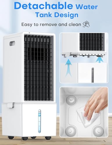 Image of HIFRESH Air Cooler for Room Cooling, 31Ft Air Throw, 4 Modes & 4 Speeds, Remote & Touch, 12H Timer, 12L Tank for 24H Cooling, Waterless Alert, 2 Ice Packs, Low Power Consumption Tower Cooler for Home
