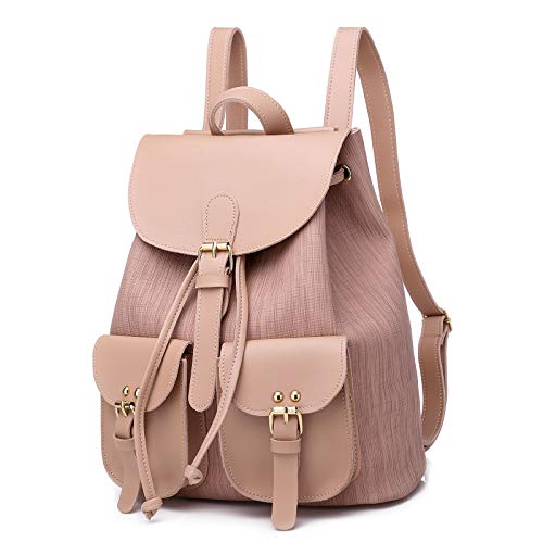 Mochila de cuero suave para mujer con cierre de lazo elegante