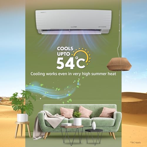 Image of Lloyd 1.5 Ton 5 Star Wi-Fi Inverter Split AC 2026 New Star Rated (6 in 1 Convertible, Cools Up To 54C, Voice & Wi-Fi Enabled, DG Mode, Ice Clean, 4 Way Swing, Installation Check, White, GLS18V5AGGGW)