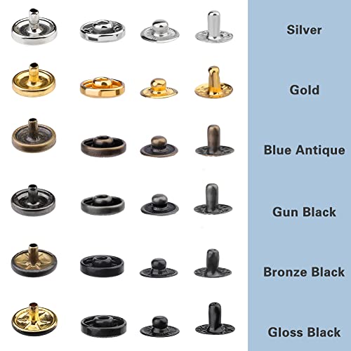 Tlkkue 120 Sets Leather Snap Fasteners Kit, Snap Buttons With Rubber Hammer, 10Mm Metal Snap Buttons Press Studs With 4 Setting Tools, 6 Color Leather Snaps For Clothes, Jackets, Jeans Wears, Bags #TOP5