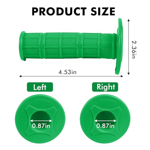 Image of 2PCS Motorcycle Handlebar Grips, Non Slip Rubber Handlebar Grips, with 7 /8 inch Left & 1 inch Right for Motorcycle, Dirt Bike, ATV, Universal Motorcycle Accessories for Women & Men (Green)