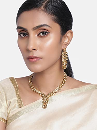 Image of Peora Traditional Crystal Necklace & Jewellery Set Gift for Women