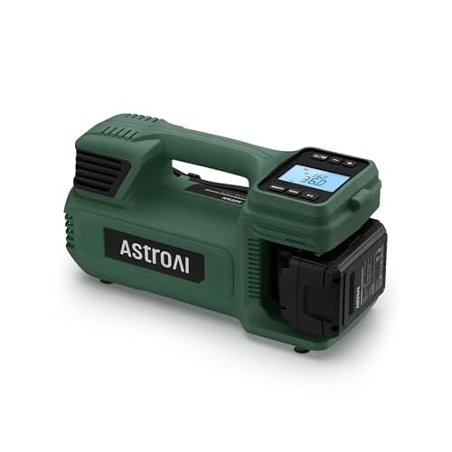 AstroAI TC4 Portable Air Compressor Tire Inflator, 470W 18 V Cordless Air Pump for Truck Tires with 4000mAh Battery, 150PSI Heavy Duty Air Compressor with Digital Display for Car, RVs, SUV G