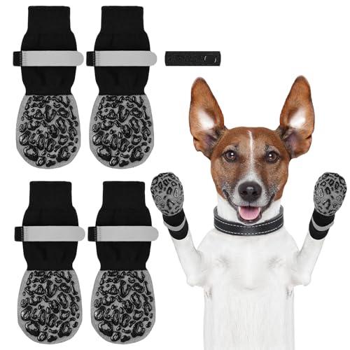 Adiwo Hundesocken Anti Rutsch, 2 Paar Hunde Socke, Hundeschuhe Mit Verstellbaren Riemen, Hundeschuhe Pfotenschutz Outdoor Inneneinsatz, L