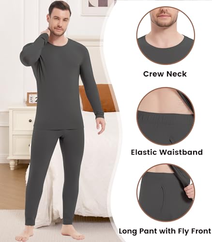 NACHILA Men's Thermal Underwear Set-Viscose Made from Bamboo, Soft Long Sleeve Base Layers Top and Bottom Warm Long Johns Set4