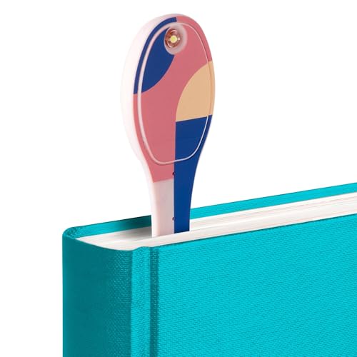 Image of Gifts for Readers & Writers Book Light, Clip On Reading Light for Bed, 2in1 Flexilight & Bookmark, Small & Lightweight with a Soft Glow, 2 Batteries Included, Peachy Blocks
