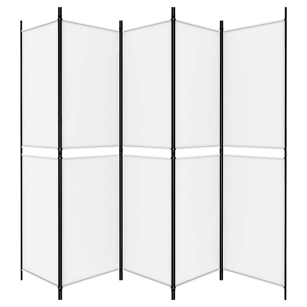 Cloison de séparation 5 Panneaux Blanc en Tissu 250x200 cm Pliable pour délimitation Espace et intimité modulable Salon Chambre Bureau décoration