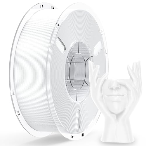 Image of RAMBERY White PLA+ 3D Printing Filament 1.75mm 1kg Spool, Toughness Upgraded 3D Printer Filament, Neatly Wound Fit Most FDM Printers