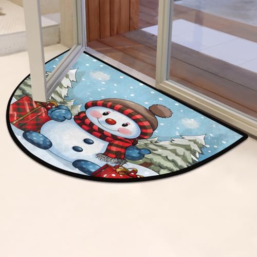 Tapis de sol antidérapant demi-lune pour une entrée de Noël chaleureuse