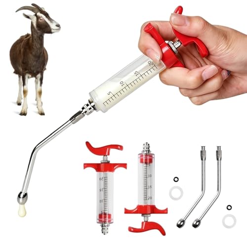 SLWHYZL 3 Pack Goat Supplies, 20ML Goat Feeder Milking Supplies with Adjustable Scale for Goat Sheep Dog Pig Cat