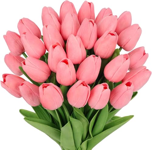 La mejor selección de Flores Top 5. 41 Bebeay Flores Artificiales Tulipan, 24 Piezas Tulipanes Artificiales, PU Material Duradero, Ramo Tulipan Decoración para Casa, Fiestas y Bodas, Ideal para Salón, Dormitorio,...
