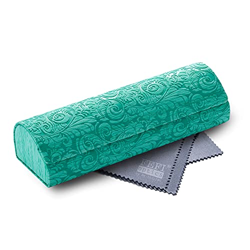 FEFI - Funda rígida resistente para gafas en relieve floral, verde menta, M