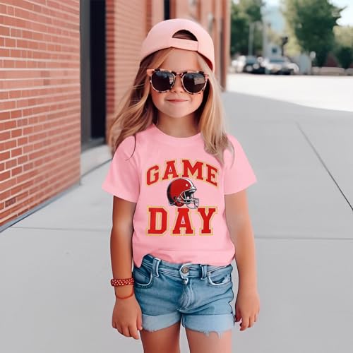 MODNTOGA Toddler Girl Boy Game Day T-Shirt Sunday Football Cap Graphic Shirt Short Sleeve Little Kid Rugby Sports Fan Tee Top3