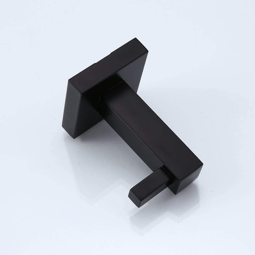 Wall Clothes Hooks Black Wall Mounted Modern Hooks Stainless Steel Heavy Duty for Robe Coat Towels Hat Bathroom Kitchen Bedroom Hotel Garage, 2 PCS