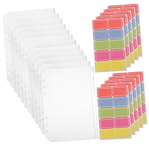 HORIALENCE 12個 バインダーポケット 軽量コンパクト 透明ファイルケース 書類保護 携帯便利 付箋付き ルーズリーフ収納 オフィス 学習用