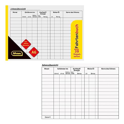 Idena 10844 - logbook, DIN A6, for Approx. 312 Journeys, 39 Double Pages, recognised by The Tax Office, Multicoloured - Image 2
