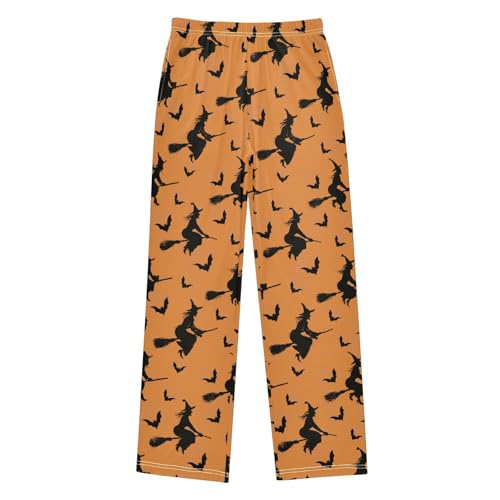 Halloween Pajama Pants Witch Bat Silhouette Long Sleep Pants Lounge Bottoms