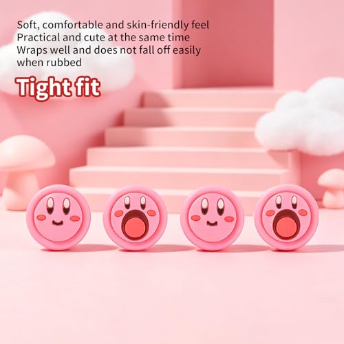 Image of PERFECTSIGHT Cute Thumb Grip Caps for Switch 2, PS5 PS4 Xbox Series XS Xbox One Switch PRO Controller Steam Deck, 4PCS Soft Rubber 3D Thumbsticks Button Joystick Cover, KB Mouth
