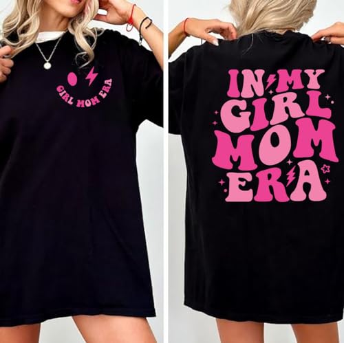 Oversized Girl Mom T-Shirt Women in My Girl Mom Era Shirt Funny Letter Print Mama Tshirt Casual Short Sleeve Tops2