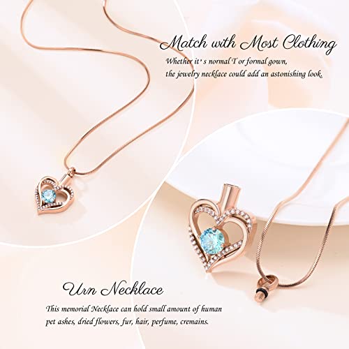 Minicremation Cremation Urn Necklace for Ashes Cremation Jewelry Heart Urn Necklace for Women Girls Birthstone Memorial Jewelry Pendant for Ashes for Human Pet - Image 4