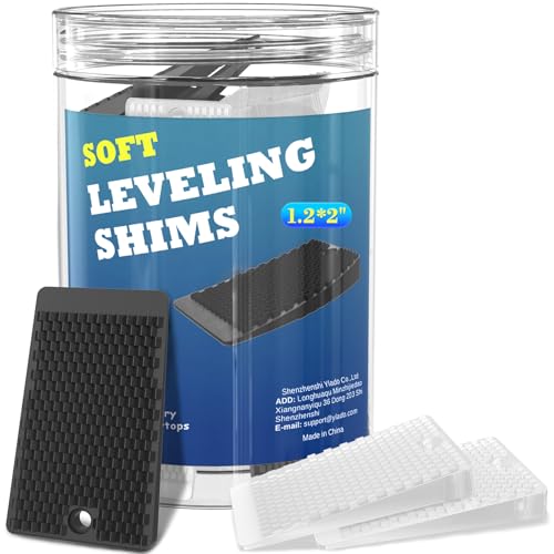 Image of Furniture Levelers Black & Clear, 32 Piece Jar 2 inch, Rubber Shims for Leveling, Mix Color Wedge for Table Leg, Toilet, Bed & Couch, Small Shims for All Kinds of Furniture, Cuttable and Stackable