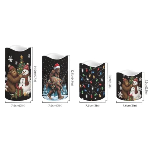 Image of Bigfoot Christmas LED Flameless Candles with Remote Control | Xmas Flameless Candle Set with Timer, Battery Operated Fake Candles for Kitchen Room Home Decor, 4 Pack