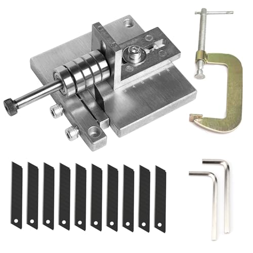 WUTA Leather Strip Cutting Machine Leather Strap Cutter 60MM Leather Belt Cutting Machine with G-Clamps 10 Blades and 2 Wrenches