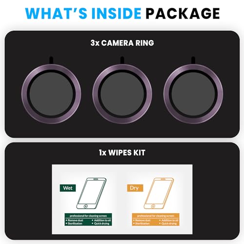 Image of ArmourPro Premium Camera Lens Protector Tempered Glass Compatible For iPhone 14 Pro Max and iPhone 14 Pro Tough HD Individual Aluminum Alloy Lens Ring, Scratch Resistant, Thin Tempered Glass|Deep Purple