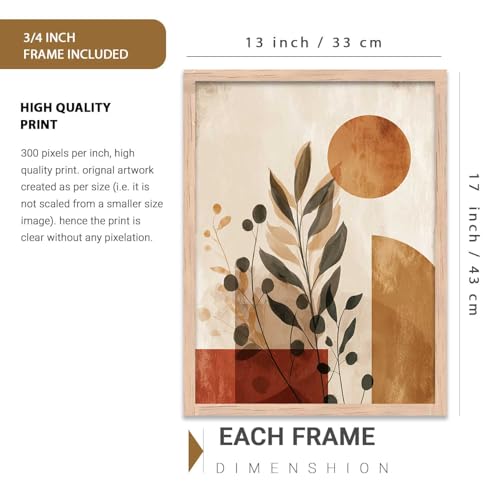 Image of kotart Aesthetic Boho Floral Painting Wall Art Home Decoration | Abstract Floral Aesthetic Paintings With Frame For Living Room Bed Room Hotel Wall Decor Digital Reprint Set of 9 (13X17 inch)